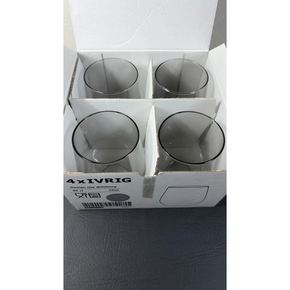 IKEA IVRIG Set Of 4 Wine Drink Glasses Grey 004.452.28 / 18314 45cl 15oz NEW
